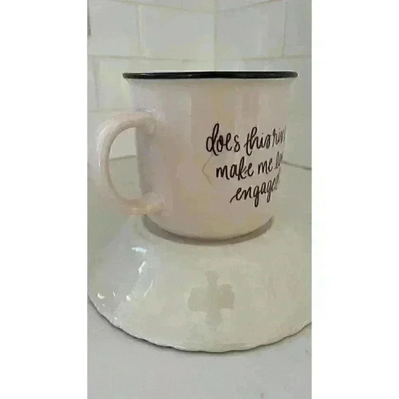 Coffee Mug "Does this ring make me look engaged?" 16oz Pink Black 2 Side Print - Picture 5 of 8